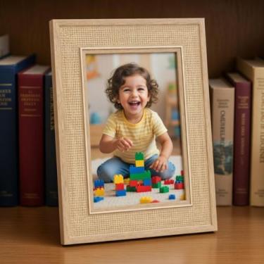 Imagem de Porta Retrato Decorativo Luxo Mart MDF Madeira Marrom 10x15