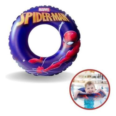Imagem de Boia Infantil Redonda Circular 30kg Homem Aranha Inflável - ETITOYS
