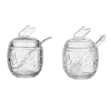 Imagem de Kit Meleira + Açucareiro De Cristal New Butterfly Lyor