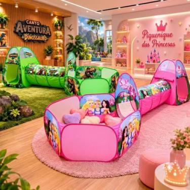 Imagem de Toca Barraca Infantil Colorida 3 Em 1 Túnel Piscina - DM Toys, Rosa