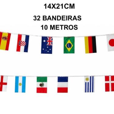 Imagem de Varal Bandeiras 32 países com 10 metros - Semman