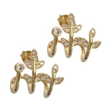 Imagem de Brinco Feminino Folheado a Ouro Flores de Zirconia em Caixa de Luxo - 