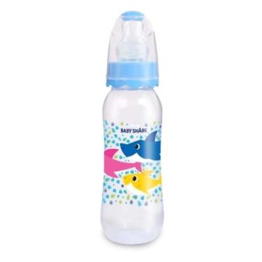 Imagem de Mamadeira Baby Shark Azul 240ml BabyGo Premium Livre BPA
