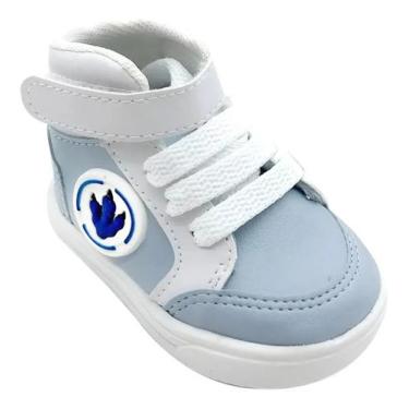 Imagem de Sapatinho de Bebê Tenis de Bebe Azul e Branco Sapato Calçado Infantil 