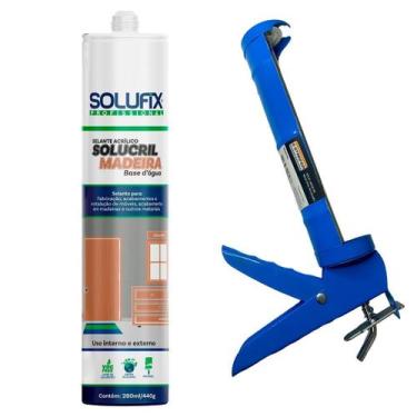 Imagem de Selante Acrílico Madeira Marrom Claro 440g e Aplicador  - Solufix