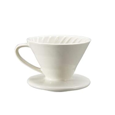 Imagem de GUIPAIHAI Copo de filtro de café feito à mão de cerâmica V60 cônico filtro de funil de gotejamento acessórios para café (tamanho G: 11,5 cm 8,5 cm 10 cm)