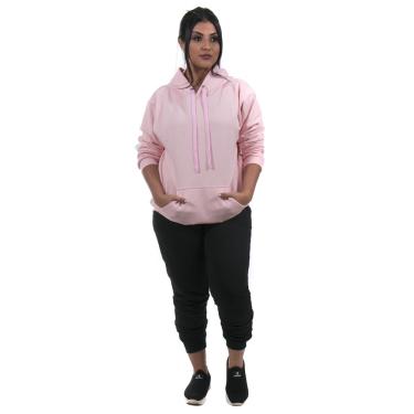 Imagem de Conjunto Feminino Calça Preta e Blusa Moletom cor Rosa Bebê