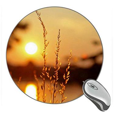 Imagem de Mouse pad de borracha para jogos Macro Plants Sunset Light Blur fundo redondo