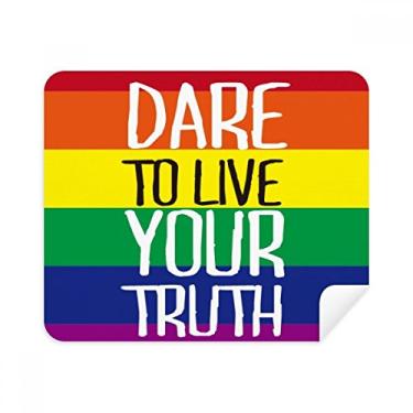 Imagem de Pano de limpeza de tela Live Your Truth LGBT Bandeira de arco-íris 2 peças Tecido de camurça