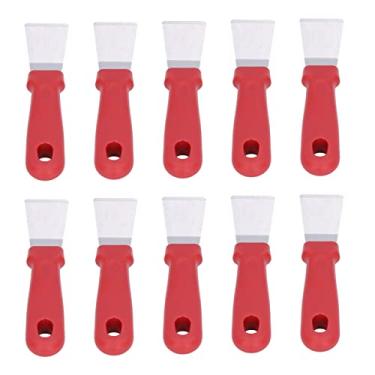 Imagem de freezer,Raspador de gelo de geladeira, 10 peças, pá de descongelamento, limpeza eficiente, alça antiderrapante, furo de suspensão, raspador de gelo, ferramenta de degelo para cozinha(red)