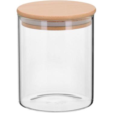 Imagem de TABLE POTE 12x10x10cm 770ml BOROSILICATO TRANSP COM TAMPA BAMBU