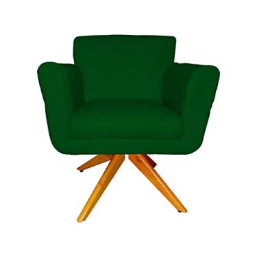 Imagem de Poltrona Decorativa Isabela em Tressê Pés Madeira Giratório Suede Verde - DS Estofados