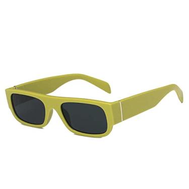 Imagem de Óculos de sol femininos retrô pequenos retângulos moda óculos de sol roxos uv400 óculos de sol quadrados masculinos, cinza verde fosco, como a imagem