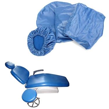 Imagem de Conjunto de 4 peças Capa de Assento de Cadeira Dental & Laboratório Unidade de Couro PU Elástico Impermeável Engrossar Capa Protetora Equipamento de Dentista Cor Azul