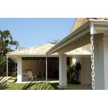 Imagem de 6 Mt Corrente Plástica Calha Chuva Decoração Elo Extra Grande Branca