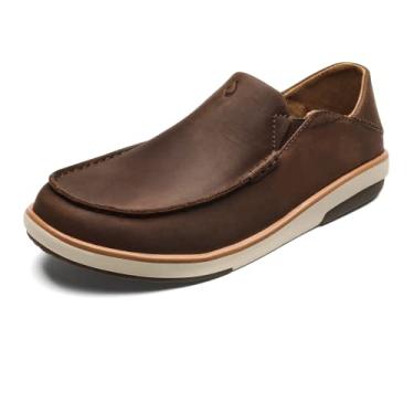 Imagem de OLUKAI Kalia Sapato masculino de couro nobuck encerado, leve e confortável, Madeira escura/madeira escura, 39