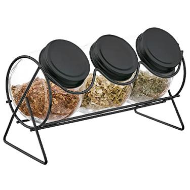 Imagem de Conjunto com 3 Potinhos Para Temperos, Doces, Condimentos + Suporte