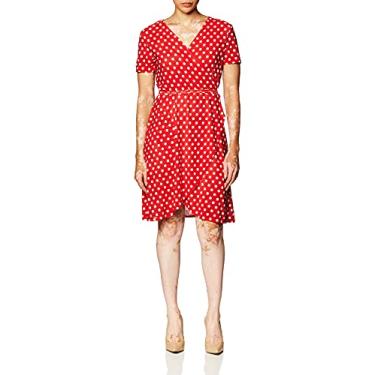 Imagem de Star Vixen Women's Short-Sleeve Ballerina Wrap Dress, Red/White Dot, Large