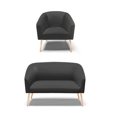 Imagem de Kit 01 Namoradeira 02 Lugares E 01 Poltrona Preto