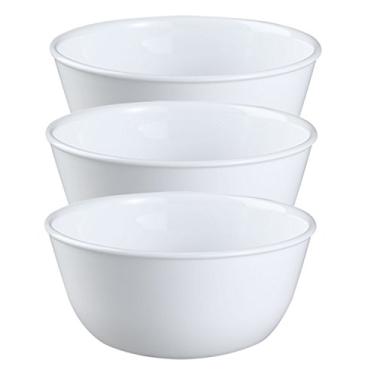 Imagem de Corelle Livingware Tigela para sopa/cereal de 728 ml, gelo de inverno branco – Conjunto com 3