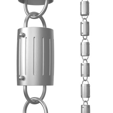 Imagem de Corrente de chuva de barril direto com corrente de chuva, 1,8 m de comprimento, alumínio, cinza, substituição funcional e decorativa para bicos de calha