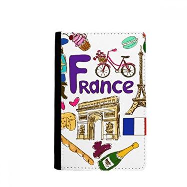 Imagem de Porta-passaporte bandeira nacional França Love Heart Landscap Notecase Burse carteira capa porta-cartão, Multicolor