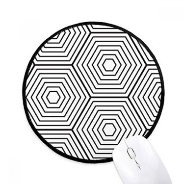 Imagem de Hexagon Line Art Grain Illustration Pattern Mouse Pad Desktop Office Tapete Redondo para Computador
