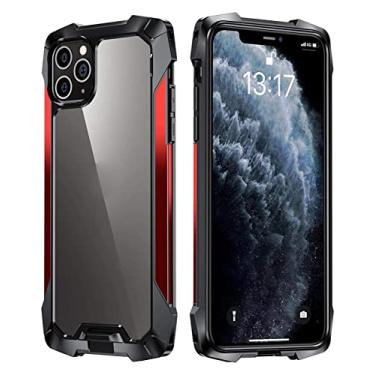 Imagem de KAPPDE Capa de grau militar compatível com iPhone 12 compatível com iPhone 12 Pro, capas de telefone robustas, traseira rígida à prova de choque com amortecedor de silicone (cor: vermelho)
