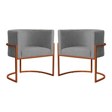 Imagem de Kit 02 Poltronas Decorativa Luana Base Bronze Suede Cores - DS Estofados