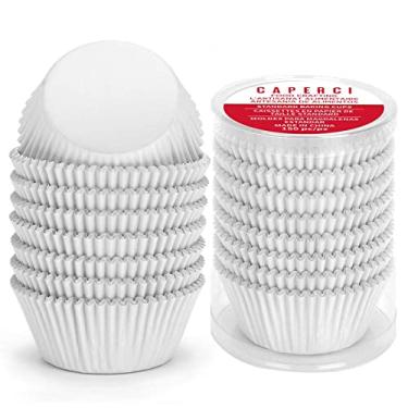 Imagem de Caperci Padrão Cupcake Forros Metálico de Fofo Muffin Taça de assar Pacote com 160 – Papel de cupcake premium à prova de gordura e resistente, White Foil
