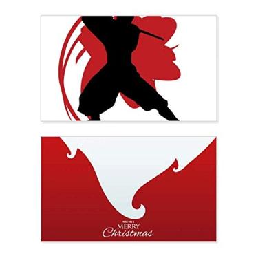 Imagem de Bushido Samurai Katana Sakura Outline Japan Holiday Holiday Merry Christmas Cartões de parabéns Mensagem de Natal