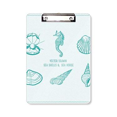 Imagem de Placa de suporte azul hipocampo padrão de vida marinha prancheta pasta, bloco de escrita A4