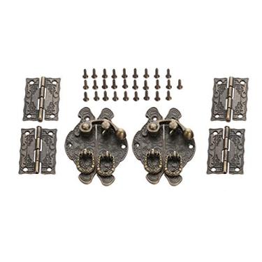 Imagem de 4 pcs armário de móveis dobradiças e 2 pcs Antique Bronze Jóias Caixa de Madeira Toggle Hasp Latch Clasp Acessórios de Hardware Vintage YYDFPIIA