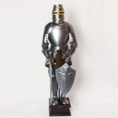 Imagem de TEAYASON Esculturas de guerreiro de resina antiga ornamentos teutônicos cavaleiros renascentistas, modelo de cavaleiro de espadachim de 45,72 cm, traje medieval de estátuas de armadura Siery 46 x 10 x 16 cm