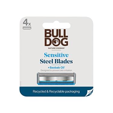 Imagem de Bulldog Mens Skincare and Grooming Refil de lâminas de barbear para pele sensível para homens, 4 unidades