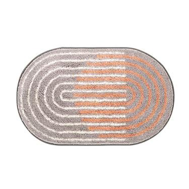 Imagem de Tapete simples de fibra oval de pelúcia macia tapete de banho peludo antiderrapante absorção de água rápida tapete de limpeza fácil para quarto interior