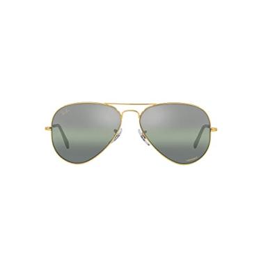 Imagem de Ray-Ban RB3025 Óculos de sol aviador polarizados clássicos, Legend Ouro/Polarizado Gradiente Verde Escuro Espelhado, 55 mm
