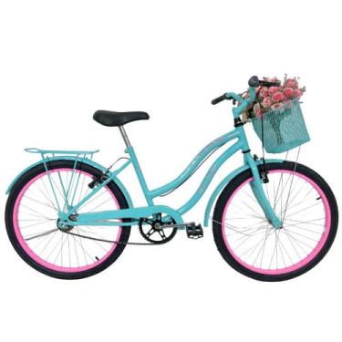 Imagem de Bicicleta Infantil Aro 24 Cesta Feminina Azul Tifany - Bike Stilo