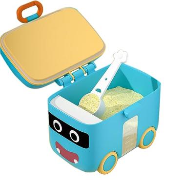 Imagem de Dispensador de fórmula para bebês com colher, sem BPA, portátil, desenho animado, bebê, infantil, anti-derramamento, para viagem, leite em pó, recipiente de armazenamento com escala para frutas, lanc
