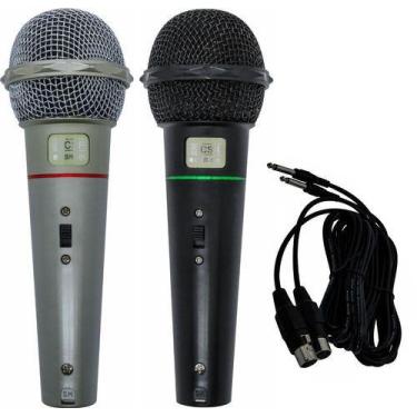 Imagem de 2 X Microfone Dinâmico Com Fio P/ Karaoke Cabo 3M Pro Nfe - Csr