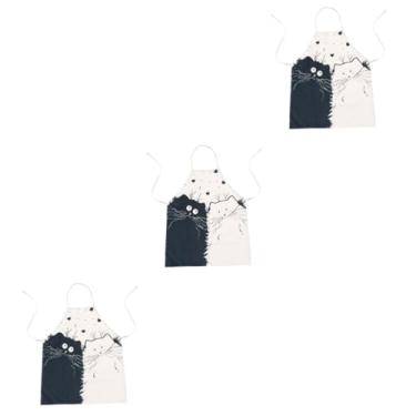 Imagem de LIFKOME 3 Pecas aventais para crianças aventais a granel para adultos jaquetas de trabalho para homens macacão feminino avental de gato avental de algodão e linho sem mangas gravata longa