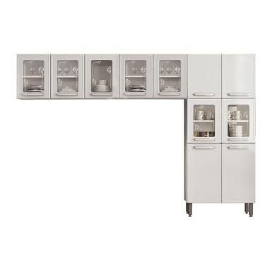 Imagem de Kit de Cozinha Modulada 3 Peças Evidence  (2 Armários + 1 Paneleiro) CPT62 Branco - Bertolini