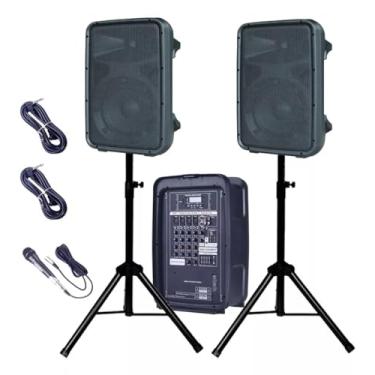 Imagem de Kit Caixa Amplificada Profissional 8 1000w Bluetooth Mixer