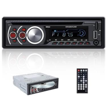 Imagem de Leitor de CD e DVD de carro estéreo para carro com Bluetooth, unidade de cabeça de chamada mãos-livres, receptor de rádio FM, carregamento USB, memória desligada, MP3, suporte para