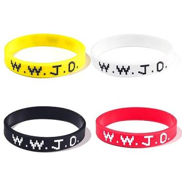 Imagem de WWJD Pulseira de silicone What Would Jesus Do Pulseira de Borracha Pulseira para Mulheres Homens Joias Presentes Coloridos Proteção Oração Pulseira Inspiradora Colorida, 7.5 inches, Borracha, borracha