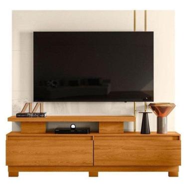 Imagem de Estante Home Theater New Apolo Para TV até 75 com pés Cor Cinamomo Off White - Madetec Móveis