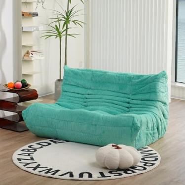 Imagem de N&V Sofá CUBICUS, sofá de espuma de assento único, sofá de chão sem braços, de espuma híbrida, com otomano combinando (Fireside LOVESEAT, Jade)