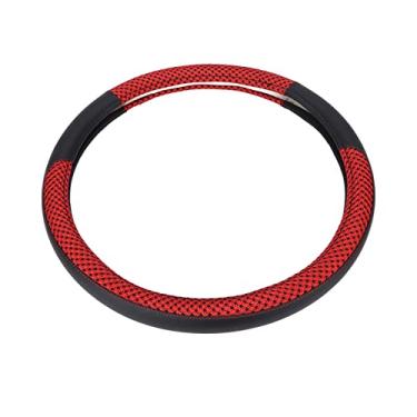Imagem de Capa Protetora de Volante de Carro de 15 Polegadas, Couro Artificial, Seda Gelada, Antiderrapante, Universal, Elegante para Volantes de Tamanho Médio, Preto (Vermelho)