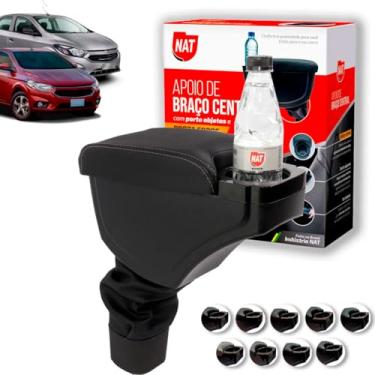 Imagem de Apoio de Braço Onix E Prisma Ano 2012 Até 2019 C/Porta Copo Preto C/Linha Cinza