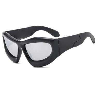 Imagem de VFDHN Esportes punk óculos de sol feminino oval óculos de sol masculino uv400 colorido espelho óculos, 1, um tamanho